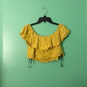 Yellow off the shoulder layered crop top